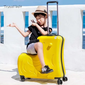 Дорожный ремень Может сидеть, выдвигать колеса чемодана, высококачественная Детская тележка для багажа на колесиках, детские дорожные сумки