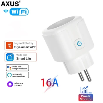 AXUS 16A 20A WiFi Evelink White Smart Plug Голосовой таймер умного дома, розетка для мониторинга питания для приложения Smart Life Alexa Google Home