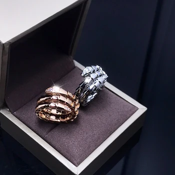 Классическое модное кольцо в форме змеи из стерлингового серебра с двойным кругом, обручальное кольцо для мужчин и женщин, Пара, Роскошный ювелирный подарок