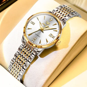 Женские деловые часы-автомат, модные водонепроницаемые женские часы с отверстиями, часы для пар, роскошные подарочные часы для леди