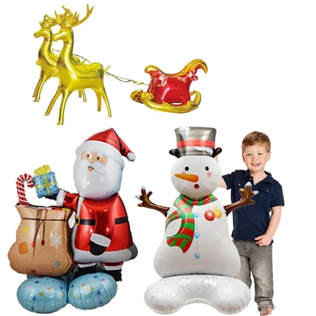 105 см Стоящий Рождественский Санта-Клаус, воздушный шар со снеговиком, Рождественская елка, воздушные шары из фольги с лосями, украшение для рождественской вечеринки, Рождественский домашний декор
