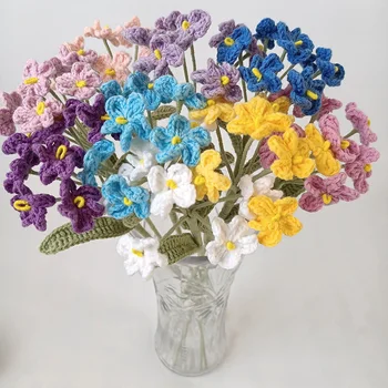 Вязаный цветок Букет искусственных цветов ручной работы для украшения свадебной вечеринки Новогодние подарки ручной работы