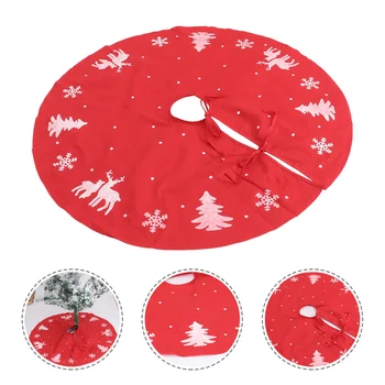 Юбка для Рождественской елки из 1 шт., 36 дюймов, красная вязаная основа для рождественской елки из 3D лося, Плюшевый Рождественский фартук, ковер для домашнего декора, пол