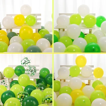 Винтажные оливково-зеленые фрукты, паста из зеленой фасоли, зеленый воздушный шар, украшение сцены детского дня рождения, воздушный шар в лесной тематике.