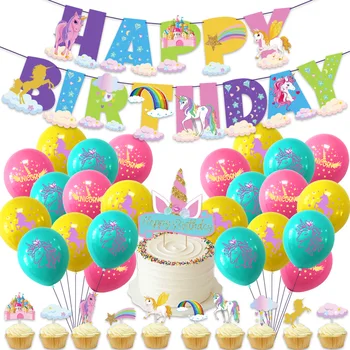Тема Дня рождения принцессы, декор для вечеринки по случаю дня рождения для девочек, баннер с воздушными шарами ярких цветов, украшение для торта, украшения для детского душа