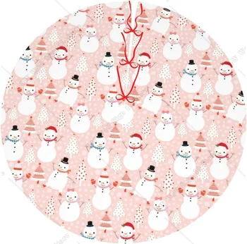 Юбка для рождественской елки, Рождественский милый снеговик розового цвета, юбки для Рождественской елки, коврики для украшения праздничной новогодней вечеринки.