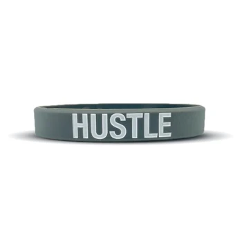 300шт Мотивационный ХАСТЛ Серый Силиконовый браслет Резиновые браслеты-манжеты