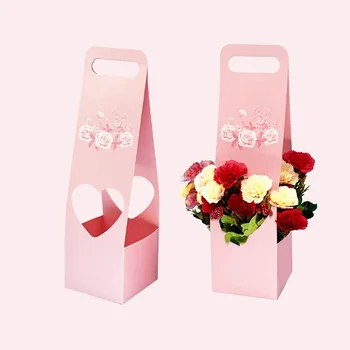 Коробка для цветов 4шт, дизайн розы, букеты, ручка для упаковки, подарочная коробка, свадьба, День Святого Валентина, Романтическая упаковочная бумажная коробка