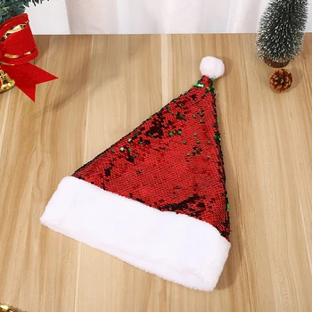 Классическая шляпа Санта-Клауса, рождественская шляпа с блестками для взрослых для рождественской вечеринки, косплей-костюм Санта-Клауса