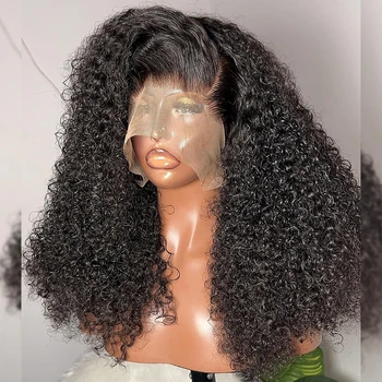 Короткий Боб Вьющиеся парики из человеческих волос HD Прозрачный лобный парик с глубокой волной 13х4, бразильский парик с закрытием шнурком 4х4, плотность 250 для женщин