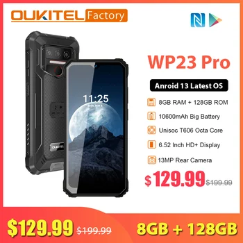 OUKITEL WP23 Pro 8GB 128GB Аккумулятор 10600mAh ОС Android 13 13-Мегапиксельная Камера 6,52-дюймовый HD-дисплей 4G LTE NFC IP68 Водонепроницаемый