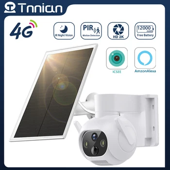 Tnnian 5MP 4G Солнечная Камера Встроенный Аккумулятор PIR Обнаружение Движения Наружная WIFI Система Видеонаблюдения PTZ IP-Камера iCSee PRO