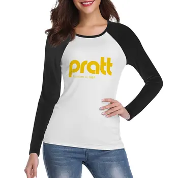 Пратт - черно-золотая футболка с длинным рукавом с логотипом в стиле ретро, футболка с аниме, забавные футболки, новое издание, футболки для Женщин