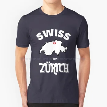 Футболка Swiss From Zürich Футболка из 100% хлопка City Helvetia Origin Swiss Cross Ancestry I Love Map Гордость Конфедерации Швейцарии