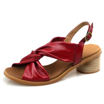 YourSeason Натуральная кожа 2023 Новые женские летние босоножки ручной работы, женская удобная обувь в стиле ретро на среднем каблуке, однотонная расцветка