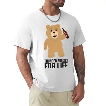черная футболка для мужчин, футболка Ted Thunder buddies for life, футболка для мальчика, забавная футболка, мужская одежда, хлопковые мужские футболки