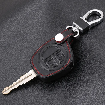 Автомобильный Брелок Черный Кожаный Чехол Для Ключей С 2 Кнопками SUZUKI SX4 Swift Grand Vitara Liana Key Cover Аксессуары