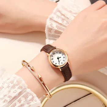 2024 Изысканные Маленькие женские часы в стиле ретро, кожаные Женские часы, Брендовые женские модные наручные часы с мини-дизайном Часы