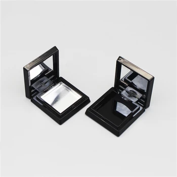 2022 Пустой черный квадратный футляр для теней для век с зеркалом алюминиевая кастрюля/магнитная металлическая коробка для румян упаковочный материал 50шт