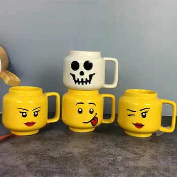 Улыбающееся Лицо С Забавным Выражением Керамическая Кружка Милые Желтые Кружки Для Чая С Молоком Кофейная Чашка Скелет Чашка Для Воды Дети
