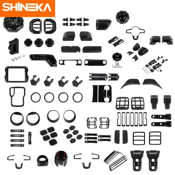 Внешние черные наклейки SHINEKA Automotive для центрального управления автомобилем, аксессуары для отделки крышки Jeep Wrangler JL 2018-2022