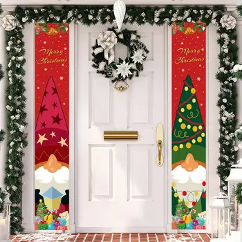 Куплет с Рождеством Христовым, Праздничные Рождественские Баннеры на дверях, Многоразовые украшения из куплета с рисунком гнома с мультяшным рисунком для домашних вечеринок