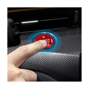 Кнопка запуска и остановки двигателя автомобиля, накладка на кнопку с наклейкой из настоящего углеродного волокна для Ford Mustang Mach-E 2021 2022 (черный)