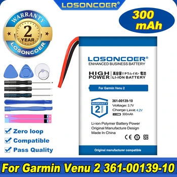 100% Оригинальный аккумулятор LOSONCOER 300mAh 361-00139-10 для смарт-часов Garmin Venu 2