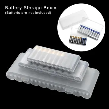 Пластиковые ящики для хранения батареек на 10 мест, прозрачный белый жесткий контейнер, держатель для аксессуаров-органайзеров для батареек AAA/AA/18650