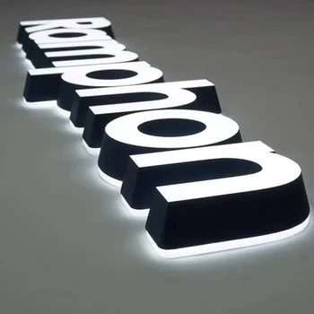 Надпись на фасаде бизнеса, Объемные 3D Внешние светодиодные буквы канала для вывесок магазинов, Маленькая внутренняя светодиодная 3D Акриловая буквенная вывеска