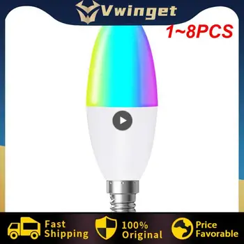 1 ~ 8ШТ Светодиодная Лампа E12 Smart Candle Light Bulb RGB Цветная Неоновая Вывеска С Дистанционным управлением Затемняемая Лампа 220V Внутреннего Освещения Для Дома
