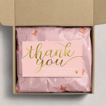 50 шт./упак. Розовая открытка с благодарностью за поддержку Бизнес-пакета, украшение 