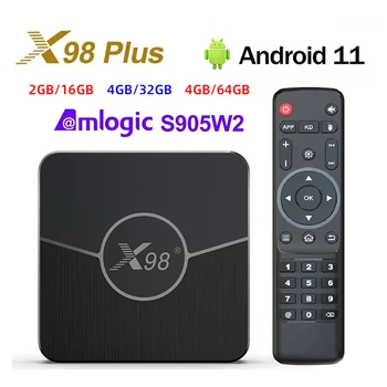 X98 Plus Smart TV Box Android 11 Amlogic S905W2 2,4 G/5G Wifi BuleTooth 5,0 AV1 4K Медиаплеер 4 ГБ + 64 ГБ X98 телеприставка
