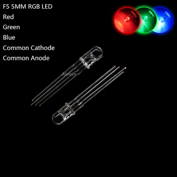 20шт 5 мм RGB КРАСНЫЙ СИНИЙ ЗЕЛЕНЫЙ СВЕТОДИОД С Общим Катодом /Общим Анодом Трехцветные Светоизлучающие Диоды f5 RGB Рассеянные / Прозрачные