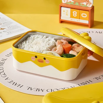 Коробка для завтрака с изоляцией из нержавеющей стали, Сохраняющая свежесть, Термоконтейнер для хранения продуктов для взрослых и детей, коробка для Бенто в Японском стиле
