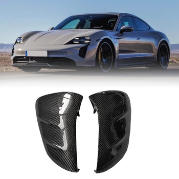 Для Porsche Taycan 2019-2022 Отделка бокового зеркала заднего вида из настоящего углеродного волокна, крышки боковых зеркал заднего вида, замена автомобиля