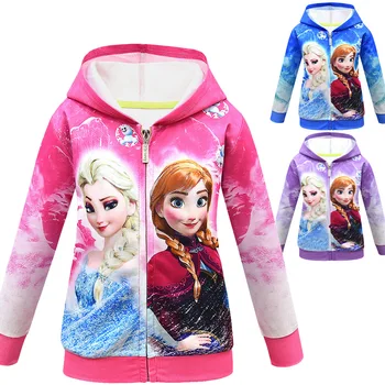 Толстовка с капюшоном Frozen Anna Elsa для маленьких девочек, пальто, одежда, детские модные толстовки на молнии с героями мультфильмов, пальто, куртка, костюм для девочек