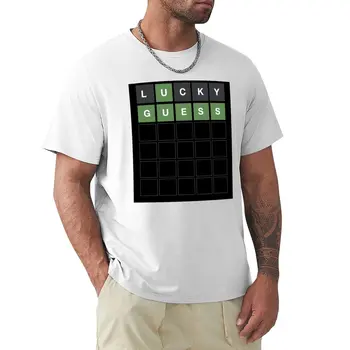 Wordle Lucky Guess - забавная игра в слова с сеткой Wordl, дизайн футболки, короткие футболки на заказ, мужская футболка
