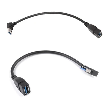 2 шт Удлинительный кабель USB 3.0 под углом 90 градусов от мужчины к женщине, кабель-адаптер для передачи данных, вверх и вправо