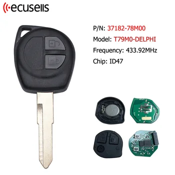 Модель Ecusells: T79M0 DELPHI Дистанционный Автомобильный Ключ С 2 Кнопками 433,92 МГц ID47 Чип HU87 Неразрезное Лезвие для Suzuki Fob 37182-78M00