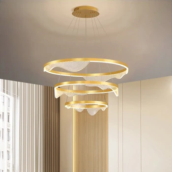 110V220V Light Роскошная гостиная в стиле арт-дуплекс, вестибюль, кольцевая светодиодная атмосферная люстра