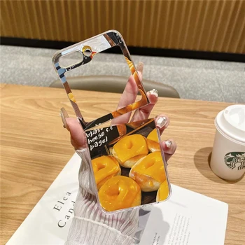 INS Милый Креативный Забавный Пищевой Чехол для Телефона Samsung Galaxy ZFlip 5 4 3 Прозрачный Жесткий Чехол для Samsung Z Flip 5 ZFlip5 Shell