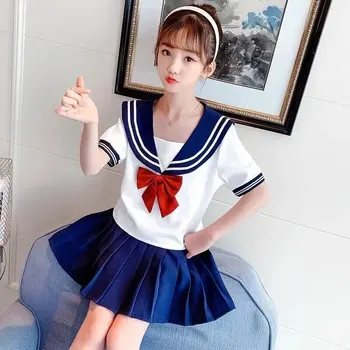 Комплект летней одежды для девочек, Униформа Jk Water ручной работы, юбка для выступлений, стиль Академии для учащихся начальной средней школы.