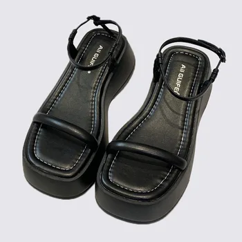 Женские открытым носком лодыжки ремень платформе блок каблук модные сандалии с регулируемым ремешком на щиколотке 