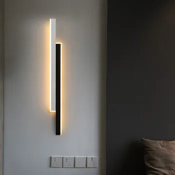 Минималистичный светодиодный настенный светильник из белого и черного металла для гостиной, спальни, освещения прохода в отеле с 3 режимами затемнения цветовой температуры