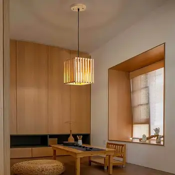 1 Лампочка 3 Лампочки Деревянная светодиодная люстра для гостиной, столовой, спальни, лампа с регулируемой яркостью, домашняя лампа, Домашний потолочный светильник из бревна