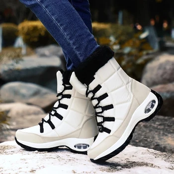 Высококачественные водонепроницаемые зимние женские ботинки, теплые плюшевые женские зимние ботинки, уличные нескользящие кроссовки, ботильоны на меховой платформе