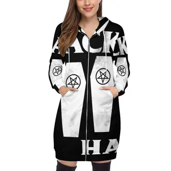 Черная ведьма-Hag-Occult Goth-Distressed Punk Hip Hop Мужские толстовки с капюшоном с длинным рукавом Harajuku Уличная одежда Женская