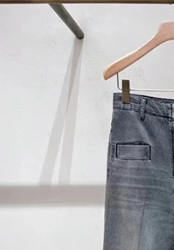 Новые женские прямые джинсы с высокой талией, женские белые потертые Широкие джинсовые брюки, весна 2024