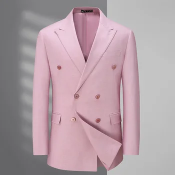 5685-2023 мужские полосатые двубортные костюмы для отдыха 86 и европейский код мужской тонкий пиджак-пиджак